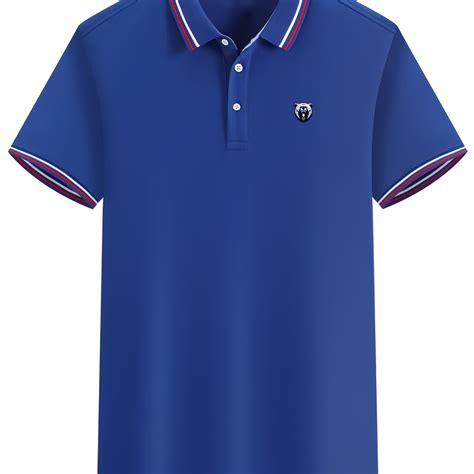 Men's Business Polos Stylish Bear Graphic Lapel Short Sleeve Polo ...