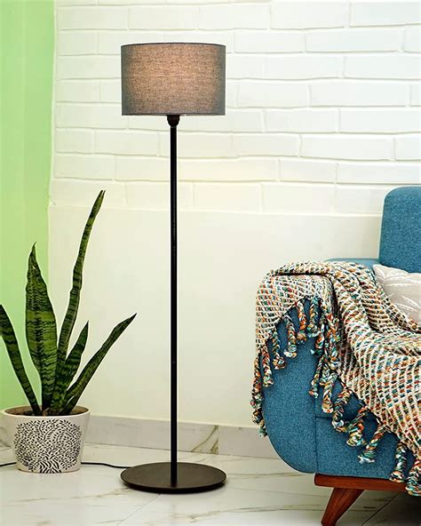Homesake Floor Lamp With Wooden Base (Grey) - Incandescent : Amazon.in ...