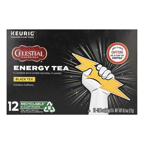 Celestial Seasonings Energy Black Tea K-Cup Pods Caffeinated Flavored ...