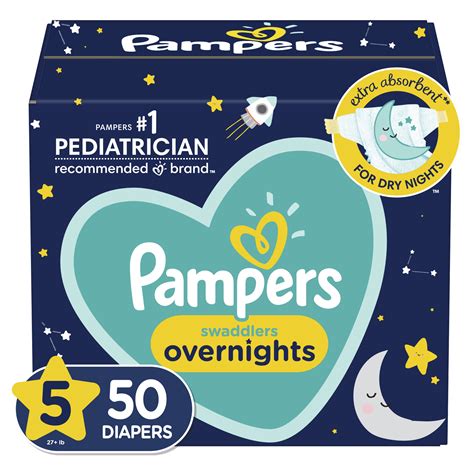 Pampers Swaddlers Overnights Diapers, Size 5, 50 Ct - Walmart.com ...