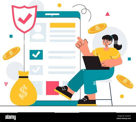 Encashment Vector Illustration featuring Employees Receiving Payment or ...