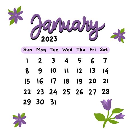Calendar 2023 January PNG Transparent, Aesthetic Calendar January 2023 ...