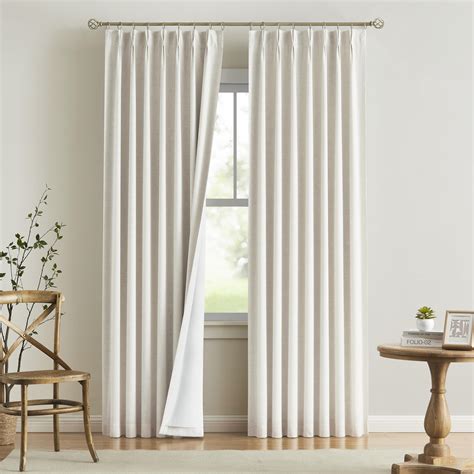 Vision Home Natural Pinch Pleated Full Blackout Curtains Linen Blended ...