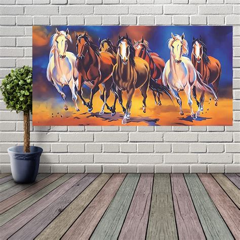 wallpics® Lucky Seven Horses Running at Sunrise ll 7 Horse vastu Vinyl ...