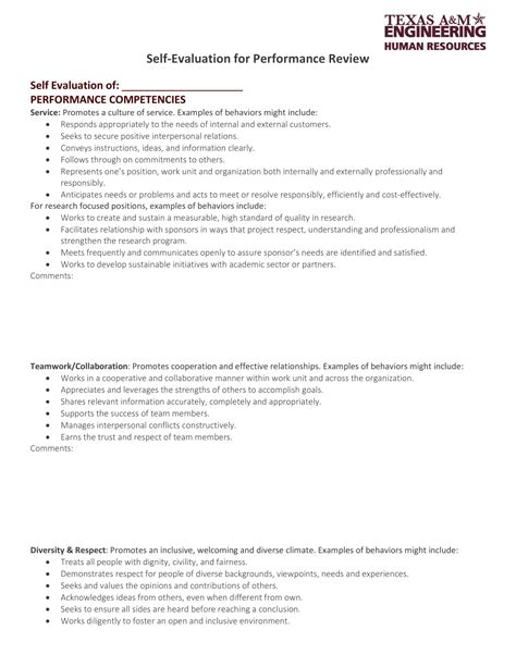 Free Printable Self Evaluation Templates [Word, Excel, PDF]