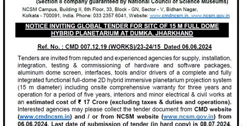 Supply, Installation, Testing & Commissioning of 15m Full Dome Hybrid ...