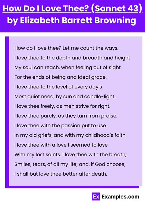 How Do I Love Thee? (Sonnet 43) Poem by Elizabeth Barrett Browning to ...