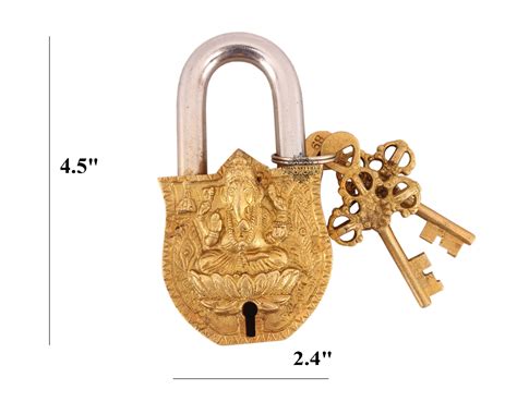 Buy Pure Brass Ganesh Ji Shitting on Lotus Design Lock with 2 Key ...