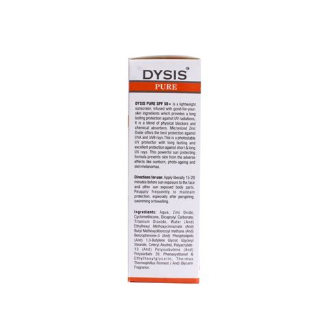 Dysis Pure Spf50+ Cream 60gm Price, Uses, Side Effects, Composition ...