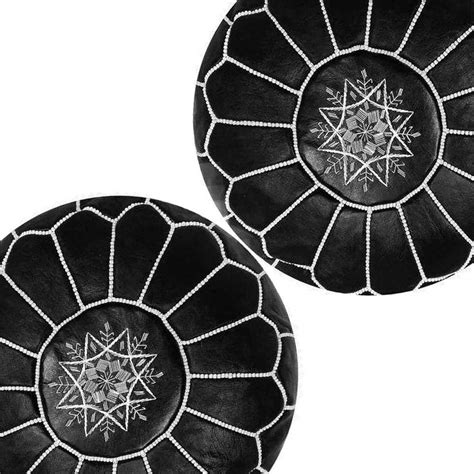 PRASTARA Premium Handmade Unstuffed Moroccan Leather Pouf,Set of 2 ...
