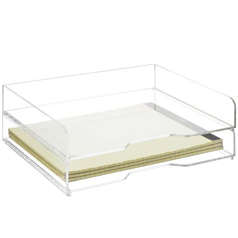 Buy MyGift Premium Clear Acrylic Stackable Office Desk Paper Tray ...