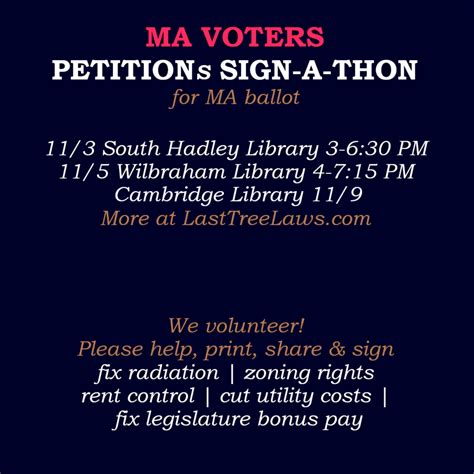 Signathon - South Hadley Main Library - Last Tree Laws Massachusetts