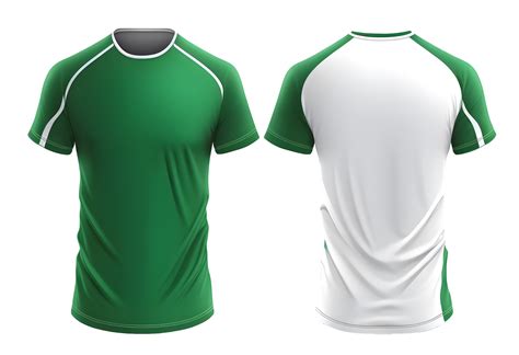 plain green and white t-shirt mockup template, with view,front, back ...