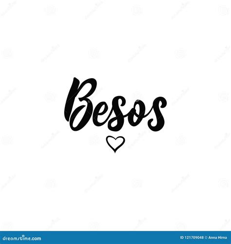 Besos - Kisses Spanish Text - Red Lips Icon Vector Illustration ...