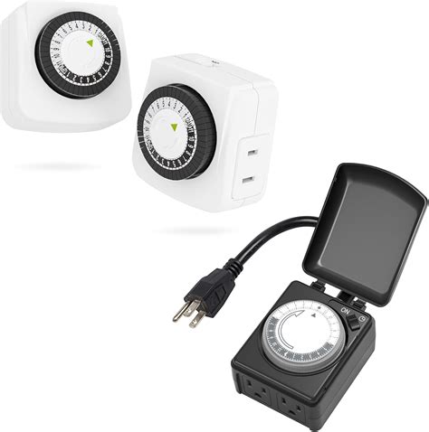 BN-LINK Outdoor Mechanical Timer with Indoor Mechanical Mini Timers(2 ...