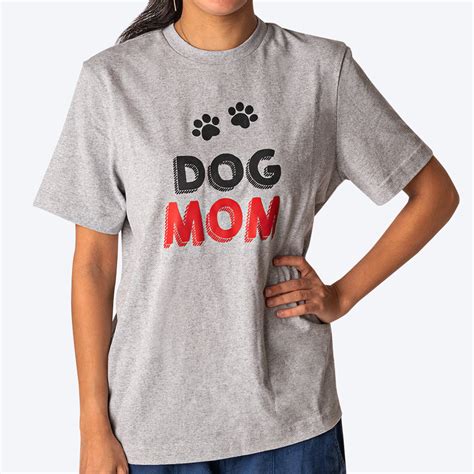 HUFT Twinning - Dog Mom T-Shirt For Humans - Grey with Black & Red Pri ...