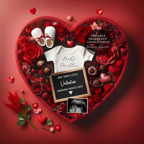 Valentine's Pregnancy Announcement Editable Template - Instant Download ...