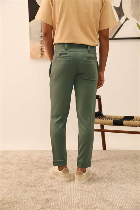 Latest Asymmetrical Pants for Men in Sage Green