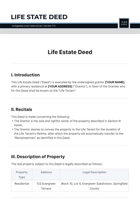 Free Life Estate Deed Template to Edit Online