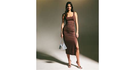 Dark Brown Square Neck Midi Dress | New Look