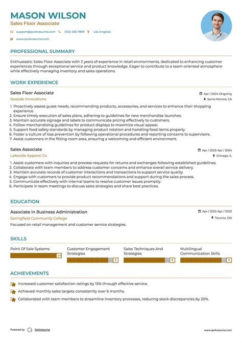 10+ Sales Floor Associate Resume Samples & Templates for 2025