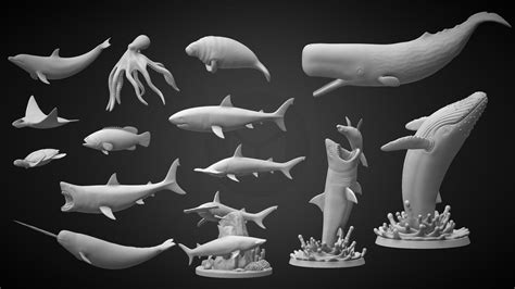 Animals for 3D Printing - Ocean Wildlife - Buy Royalty Free 3D model by ...
