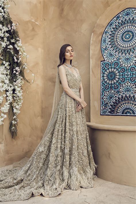 leternite Silver color beaded Pakistani bridal dress available online | Wedding dress cost ...