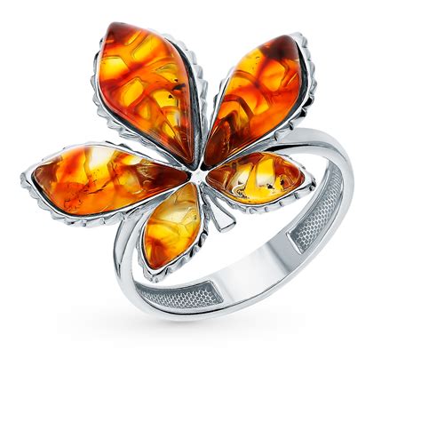 Серебряное кольцо с янтарем SUNLIGHT 920046147aa: белое серебро 925 ...