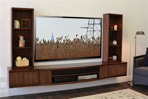 Floating TV Stand Wall Mount Entertainment Center - Curve 5 Piece - Mo ...