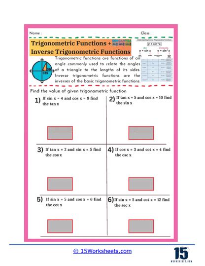 Trigonometric Functions Worksheets - 15 Worksheets.com