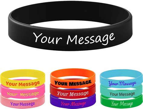 Amazon.com: Benmify 100pcs Personalized Silicone Wristbands with Text ...
