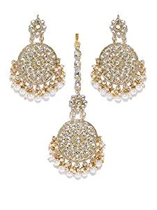 Zaveri Pearls Gold Tone Kundan & Pearls Traditional Earring ...