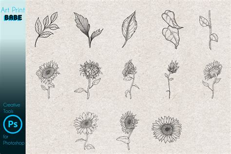 Photoshop Flower Brush MinimalTattoo – MasterBundles