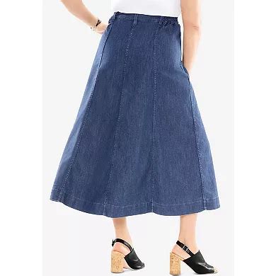 Roaman's Women's Plus Size Tall Plus Size Classic Stretch A Line Maxi Skirt