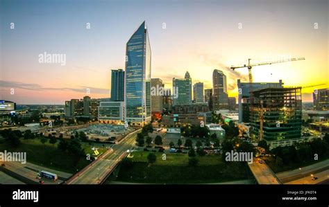 aerial views at sunrise over charlotte north carolina Stock Photo - Alamy
