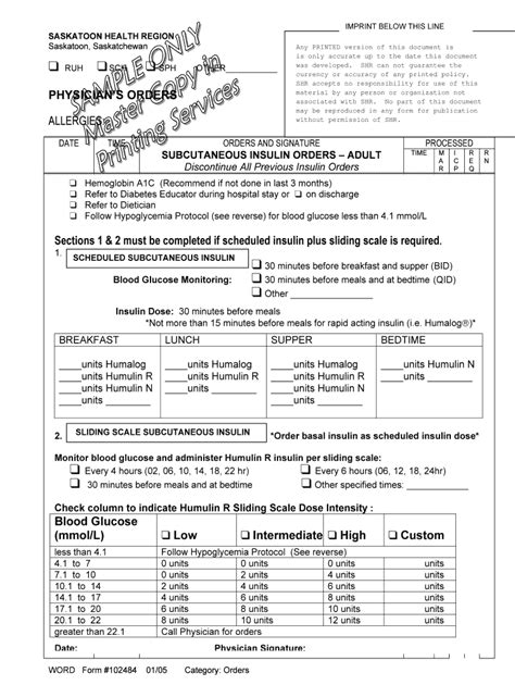 Fillable Online cshp-sk Sliding Scale Subcutaneous Insulin - CSHP ...