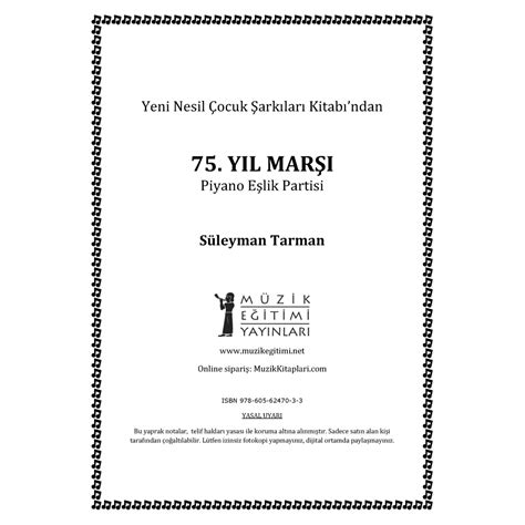 75. Yıl Marşı - S. Tarman - Piyano Eşlik Partisi