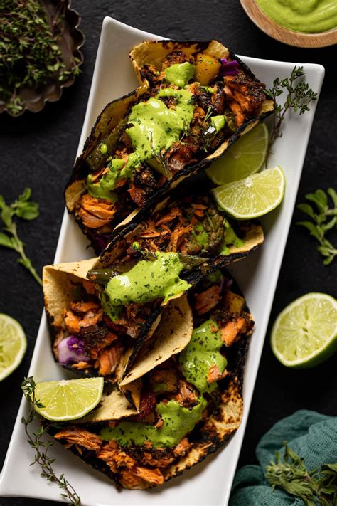 Jerk salmon tacos avocado cilantro lime sauce – Artofit