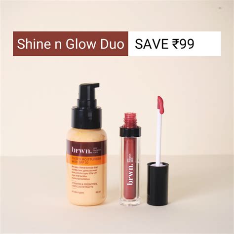 Shine n Glow duo| Lip gloss + Tinted Moisturiser - Brwn