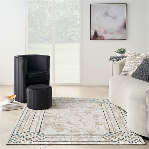 Nourison Glam 4 X 6 (ft) Ivory/Taupe Indoor Abstract Mid-century Modern ...