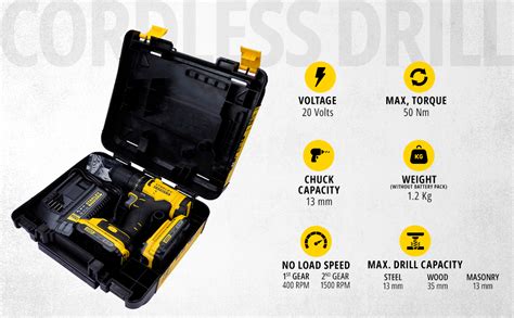 STANLEY FATMAX SCD700D2K-B1 20V 2.0Ah 13 mm Cordless Brushed Drill ...