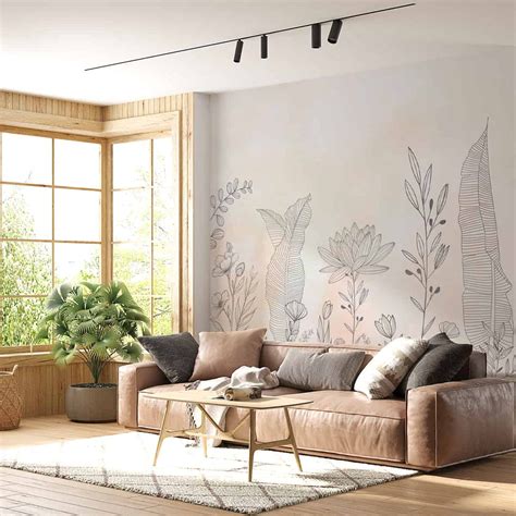 Blush & Bloom Floral Line Art Wallpaper | Life n Colors