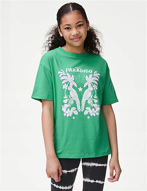 Buy Pure Cotton Graphic T-Shirt (6-16 Yrs) at Marks & Spencer