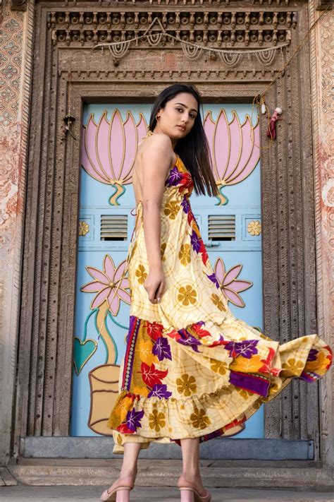 Buy Halter Neck Maxi Backless Silk Dress