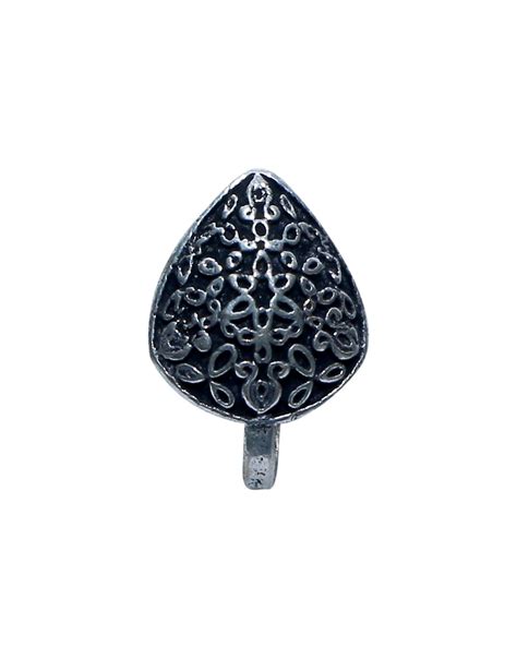 Buy Abhooshan Tribal Press On Nose Ring/Pin Oxidized in Silver Alloy ...