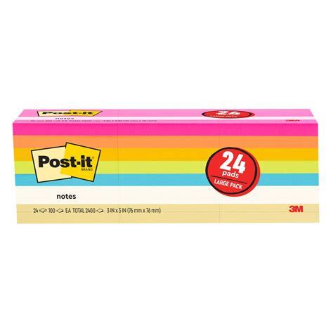 3M Post-it Notes 3" x 3" 24-Pack/2,400 Sheets and 4" x 6" 10-Pack/1,000 ...