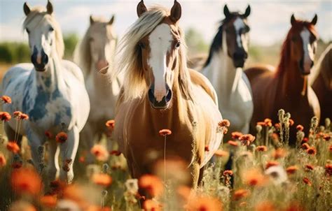 Download wallpaper nature, horses, horse, AI art, neural network ...