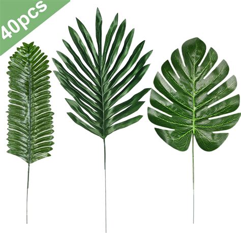 Coolmade 40 Pcs Artificial Palm Leaves - Assorted Varieties India | Ubuy