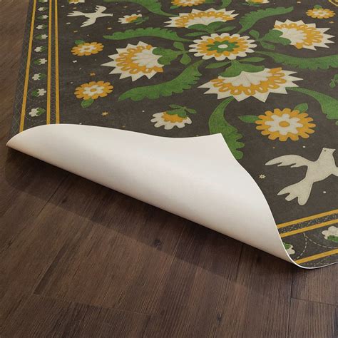 Spicher and Company Vintage Vinyl Floor Cloths Applique Botanical Area ...