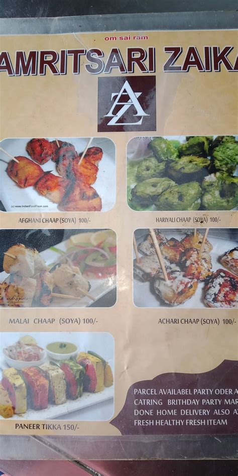 Menu at Amritsari zaika, Surat